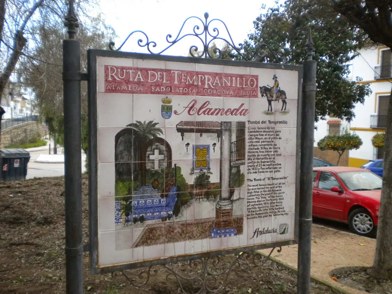 Gammal affisch i Alameda om Tempranillo Route